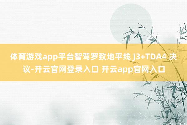 体育游戏app平台智驾罗致地平线 J3+TDA4 决议-开云官网登录入口 开云app官网入口