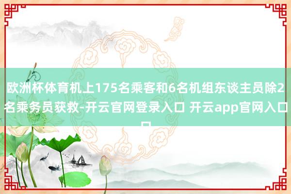 欧洲杯体育机上175名乘客和6名机组东谈主员除2名乘务员获救-开云官网登录入口 开云app官网入口