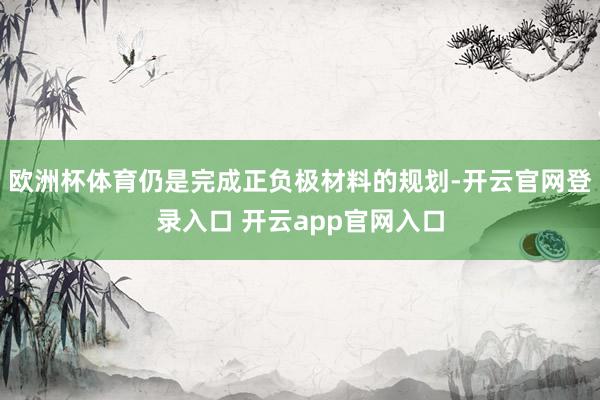 欧洲杯体育仍是完成正负极材料的规划-开云官网登录入口 开云app官网入口
