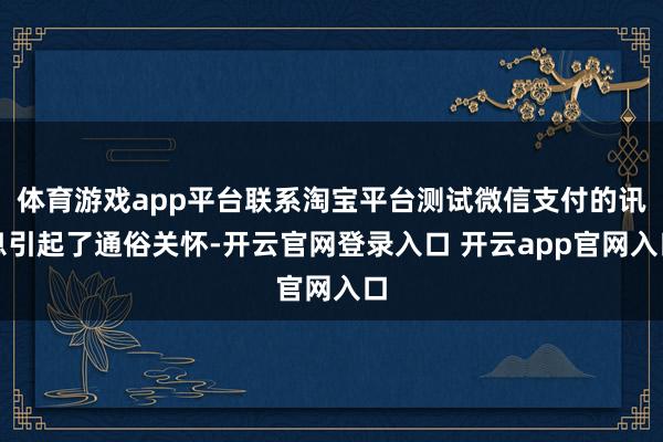 体育游戏app平台联系淘宝平台测试微信支付的讯息引起了通俗关怀-开云官网登录入口 开云app官网入口